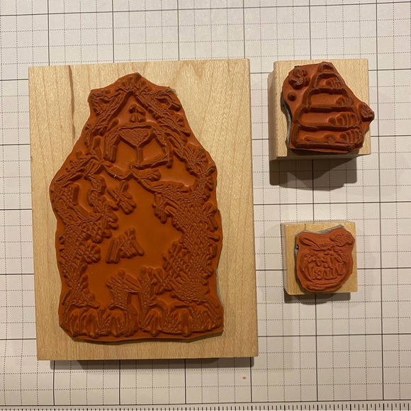 « Bear and Honey » Wood Mounted Rubber Stamp Set - Picture 3 of 4